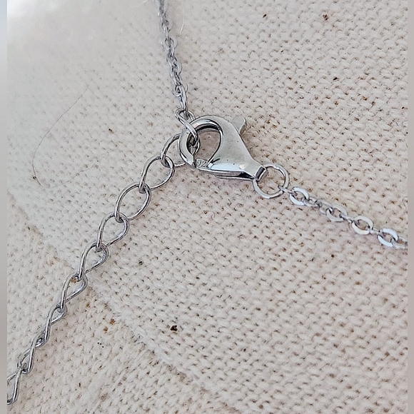 NWT Ryze White Denim Blue Cubic Zirconia .925 Sterling Silver Lock Necklace - Picture 9 of 9